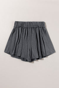 Summer Culotte Shorts | Gray Elastic Waist Culotte Shorts