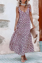 Load image into Gallery viewer, Maxi Dress | Purple Western Geometric Print V Neck Long Dress
