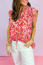 Load image into Gallery viewer, Flutter Sleeve Top | Orange Abstract Print Tank Blouse
