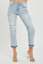 Load image into Gallery viewer, RISEN Mid-Rise Sequin Patched Jeans | Blue Jeans
