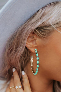 Sky Blue Gem Inlay Retro C-shape Earrings | Accessories/Jewelry