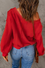 Load image into Gallery viewer, Button Front Distressed Knit Patched Top | Tops/Long Sleeve Tops
