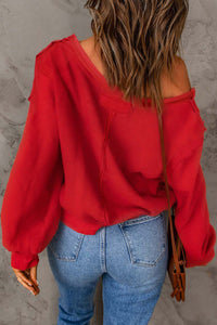 Button Front Distressed Knit Patched Top | Tops/Long Sleeve Tops