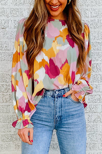 Multicolor Abstract Printed Long Sleeve Blouse | Tops/Blouses & Shirts