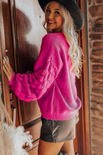 Load image into Gallery viewer, Rose Hollowed Bubble Sleeve Knit Sweater | Tops/Sweaters &amp; Cardigans
