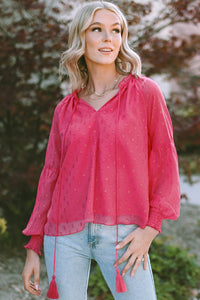 Rose Printed Tassel Tie Blouse | Tops/Blouses & Shirts