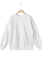 Load image into Gallery viewer, White Star Sweatshirt |  Embossed Drop Shoulder Sweatshirt
