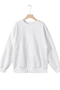 White Star Sweatshirt |  Embossed Drop Shoulder Sweatshirt