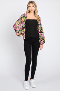 Womens Floral Blouse | ODDI Full Size Floral Balloon Sleeve Blouse | Tops/Blouses & Shirts