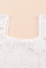 Load image into Gallery viewer, White Lace Crochet Ruffled Square Neck Tank Top | Tops/Tank Tops
