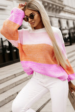 Load image into Gallery viewer, Pullover Sweater | Pink Colorblock Drop Shoulder
