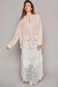 Raw Edge Lace Top | Round Neck Lace Blouse