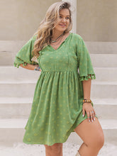 Load image into Gallery viewer, Plus Size Mini Dress | Tied Tassel Half Sleeve Dress
