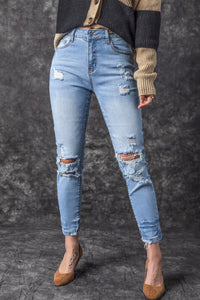 Ripped Skinny Jeans | Light Blue Vintage Distressed