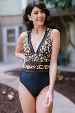 Load image into Gallery viewer, Leopard Splicing Deep V Neck Criss Cross One-piece Swimwear | Swimwear/One Piece Swimsuit
