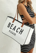 Load image into Gallery viewer, White BEACH PLEASE Print Large Canvas Tote Bag | Shoes &amp; Bags/Handbags
