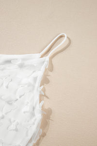 Tank Top | White Butterfly Applique Mesh Overlay