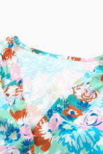 Load image into Gallery viewer, Sky Blue Floral Print Wrap Long Sleeve Bodysuit | Tops/Bodysuits
