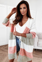 Load image into Gallery viewer, Gray Colorblock Stripe Open-Front Cardigan | Tops/Sweaters &amp; Cardigans
