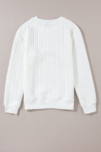 Pullover Sweatshirt | White XOXO Glitter Chenille Cable Knit