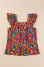 Load image into Gallery viewer, Multicolour Floral Print Cap Sleeve Square Neck Back Knot Blouse
