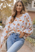 Load image into Gallery viewer, Multicolour Floral Print V Neck Puffy Lantern Sleeve Blouse | Tops/Blouses &amp; Shirts
