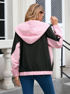 Zip Up Long Sleeve Hooded Jacket