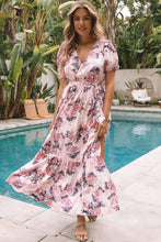 Load image into Gallery viewer, Womens Maxi Dress | Pink Floral Puff Sleeve High Waist Maxi Dress | Dresses/Floral Dresses
