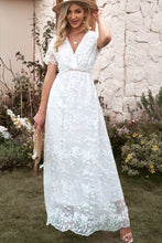 Load image into Gallery viewer, Maxi Dress | White Embroidered Short Sleeve Dress
