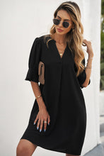 Load image into Gallery viewer, Black Ruffled Sleeve Shift Dress | Dresses/Mini Dresses
