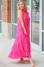 Load image into Gallery viewer, Maxi Dress | Rose Red High Frilled Neck Tiered Sleeveless
