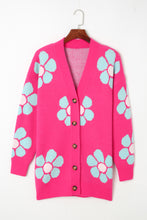 Load image into Gallery viewer, Strawberry Pink Floral Print Button up Knitted Cardigan | Tops/Sweaters &amp; Cardigans
