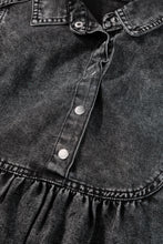 Load image into Gallery viewer, Denim Dress | Black Acid Wash Button Front Short Sleeve
