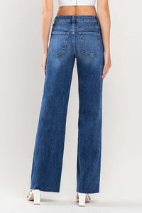 Wide Leg Jeans | High Rise Clean Cut Raw Hem Wide Jeans