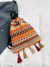 Load image into Gallery viewer, Canvas Backpack Bag | Tassel Geometric Canvas Backpack
