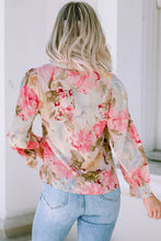 Load image into Gallery viewer, Pink All Floral Puff Sleeve Collared Shirt | Tops/Blouses &amp; Shirts
