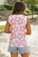 Load image into Gallery viewer, V Neck Tank Top | Pink Cute Flower Knitted Tank
