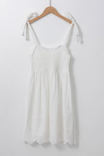 Load image into Gallery viewer, Mini Dress | White Adjustable Tie Straps Smocked Dress
