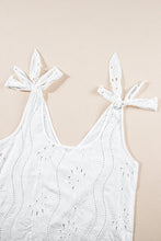 Load image into Gallery viewer, V Neck Tank Top | White Embroidery Patterned Knotted Straps
