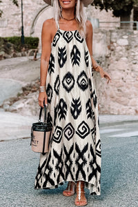 Black Western  Aztec Printed Fashion Vacation Sundress | Dresses/Maxi Dresses