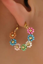 Load image into Gallery viewer, Pink Colorful Flower Hoop Earrings | Accessories/Jewelry
