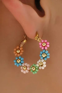Pink Colorful Flower Hoop Earrings | Accessories/Jewelry