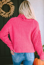 Load image into Gallery viewer, Pink Ribbed Turtleneck Fuzzy Sleeve Knit Sweater | Tops/Sweaters &amp; Cardigans
