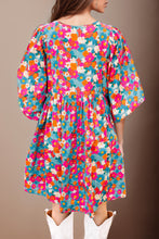 Load image into Gallery viewer, Womens Mini Dress-Floral Tie Neck Puff Sleeve Mini Dress | Dress
