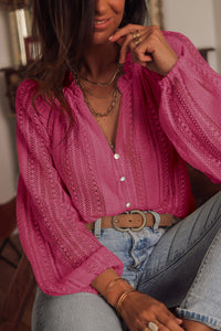 V-Neck Lace Top |  Long Sleeve Button Up Shirt