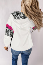 Load image into Gallery viewer, Leopard Print Hooded Jacket | White Color Block Zip-Up Hoodie
