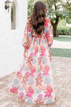 Load image into Gallery viewer, Maxi Dress | Tropical Plant Print Long Sleeve Wrap Dress
