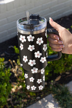 Load image into Gallery viewer, Black Floret Print Stainless Tumbler With Lid And Straw 40oz | Accessories/Tumblers
