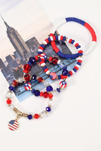 Flag Day Bracelet | Red Blue Beaded Multi-Layer Bracelet