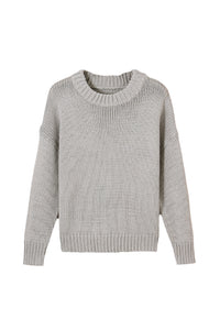 Light Grey Chunky Knit Turtle Neck Drop Shoulder Sweater | Tops/Sweaters & Cardigans